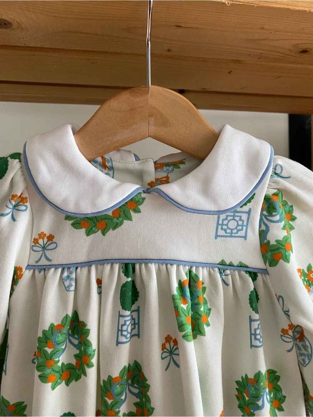 TBBC The Beaufort Bonnet Company Maerin Fitz Frock Dress White Blue 6-12 months